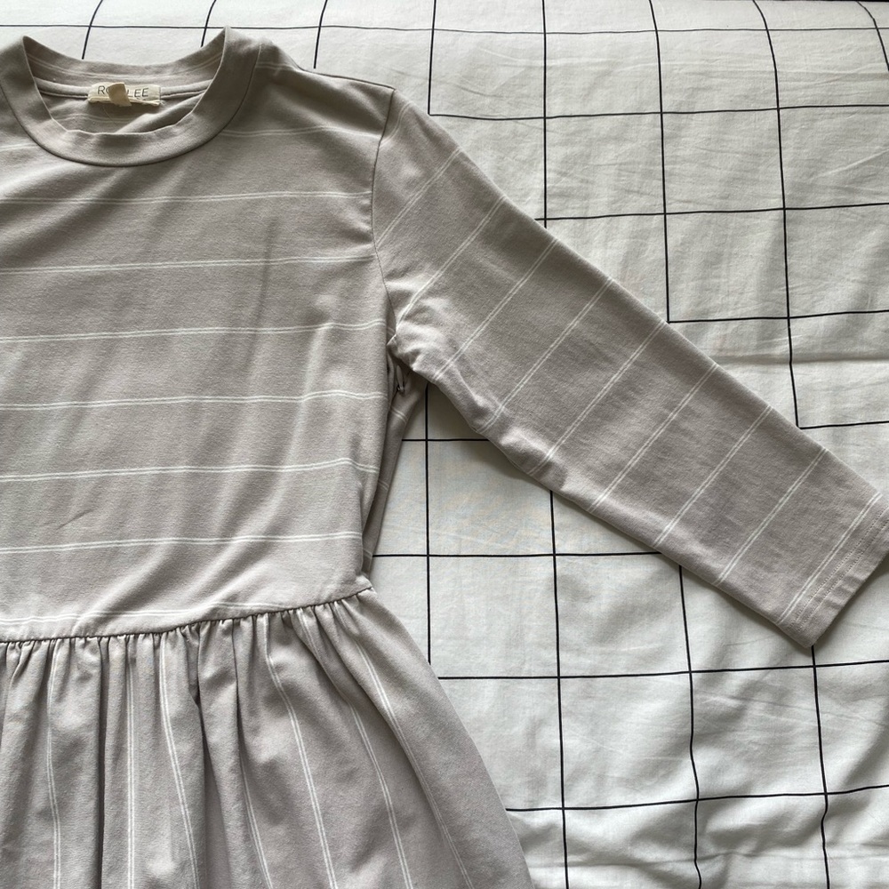 Roolee Mom dress, XXS, cream and white striped